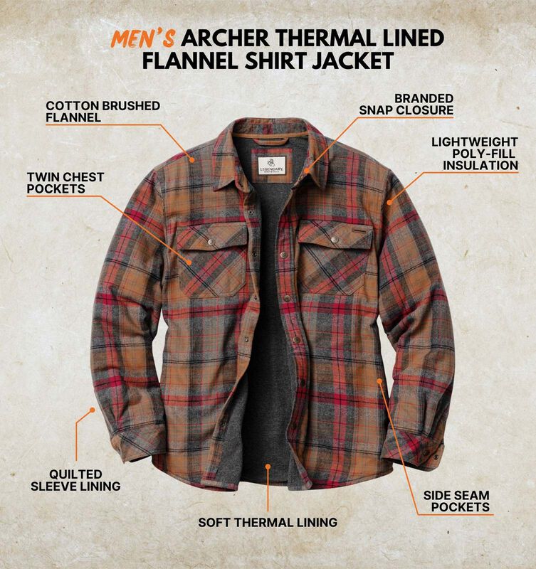 Men's Archer Thermal Lined Flannel Shirt Jacket image number 2