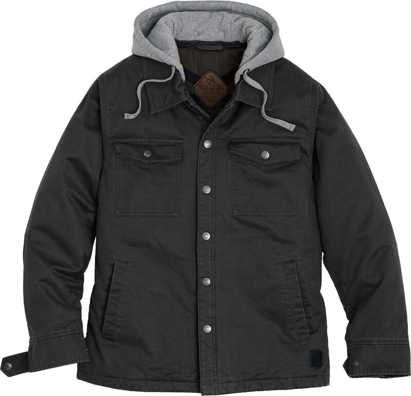 Men's CCW Water Repellent Waxed Cotton Insulated Hooded Snap Jacket image number 0