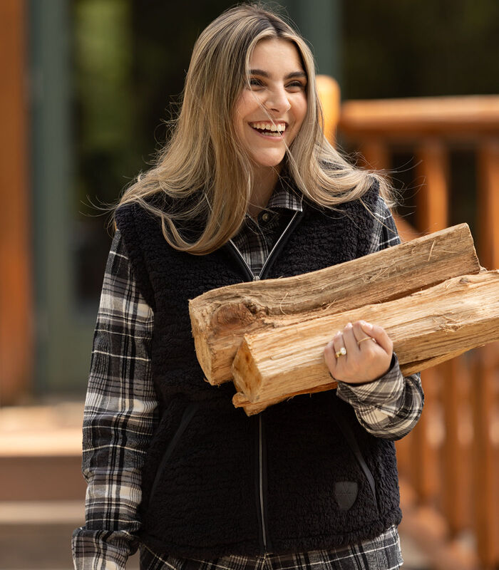 Women's Fuzzy Hide Fleece Hooded Vest image number 4