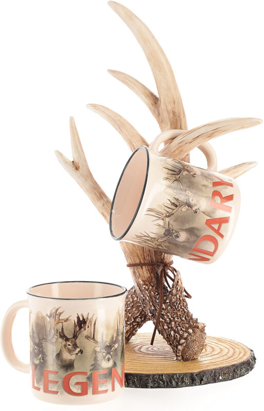 Antler Mug Holder With Two Piece Ceramic Mug Set image number 0