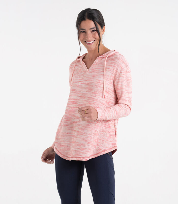 Women's Space Dye Knit V-Neck Pullover Hoodie image number 2