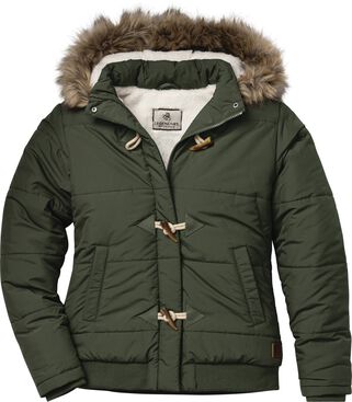 Women's Quilted Toggle Hooded Berber Lined Puffer Jacket