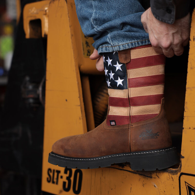 Thorogood Western Stars & Stripes Waterproof 11'' Crazy Horse Nano Safety Toe Work Boots For Men image number 6