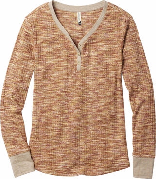 Women's Space Dye Knit Fashion Henley