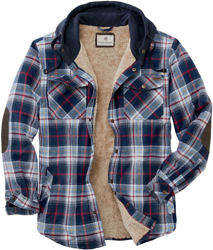 Men's Camp Night Berber Lined Hooded Flannel Shirt Jacket image number 0