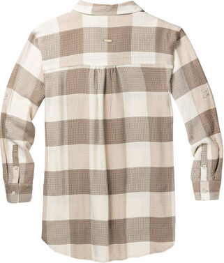 Women's Oversized Plaid Button Down Tunic Blouse