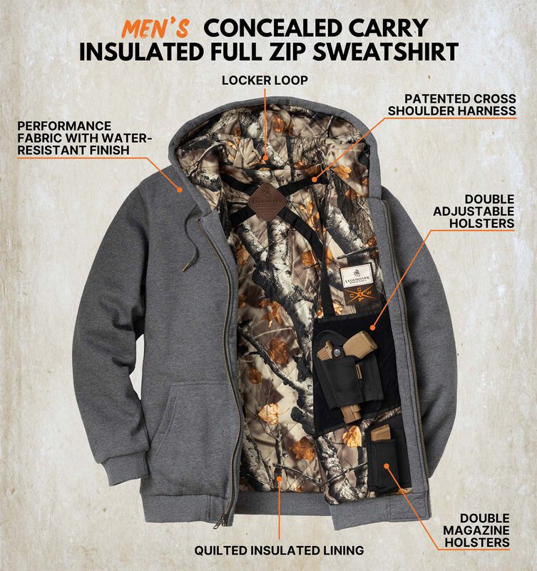 Men's Concealed Carry Insulated Full Zip Sweatshirt image number 2