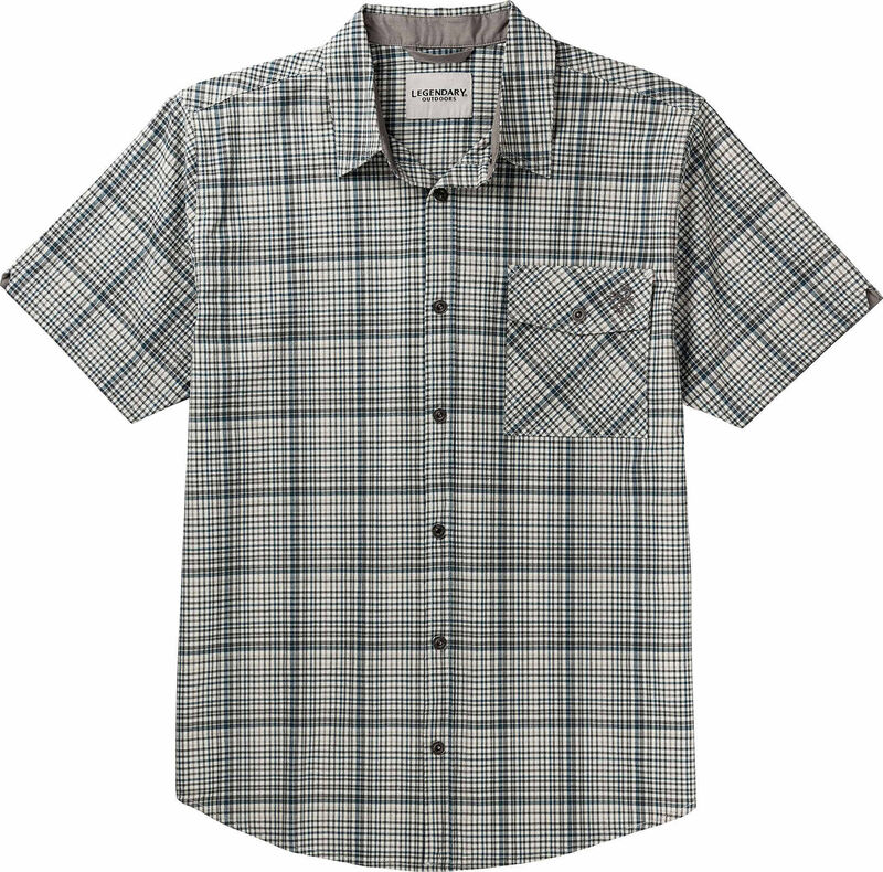 Men's Textured Stretch Woven Plaid Short Sleeve Shirt image number 0