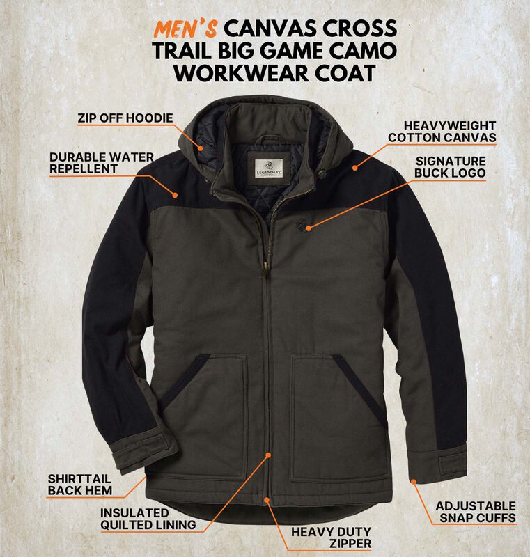 Men's Heavyweight Canvas Cross Trail Big Game Camo Workwear Coat image number 2