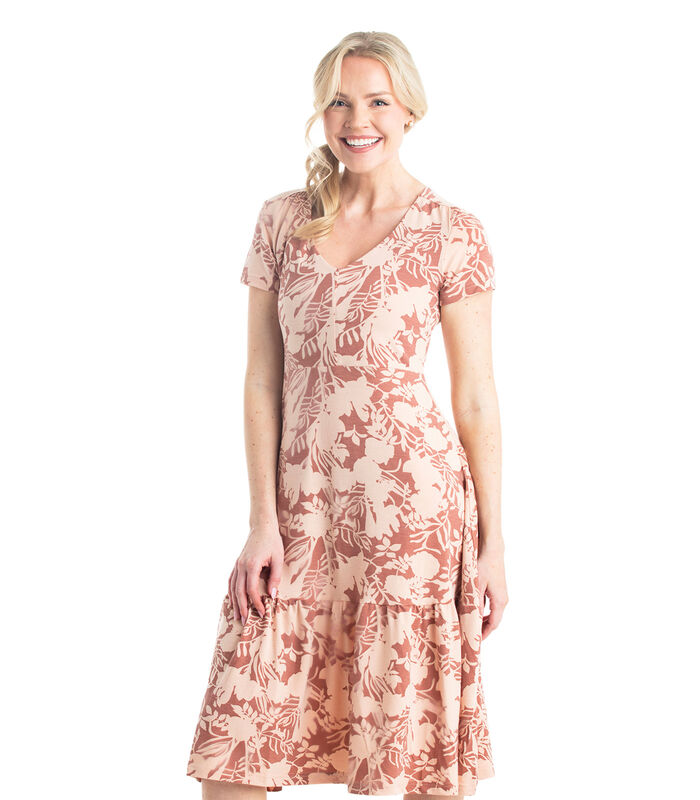Women's Printed Knit Midi Short Sleeve Dress image number 2
