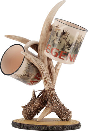 Antler Mug Holder With Two Piece Ceramic Mug Set