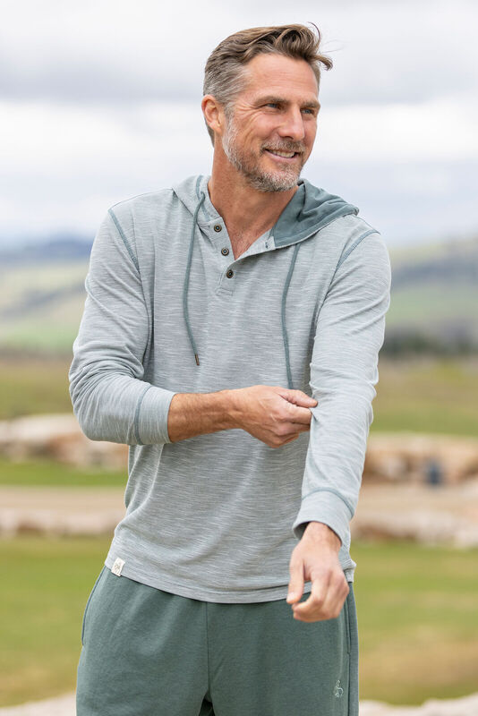 Men's Outdoors Hooded Pullover Performance Henley image number 2