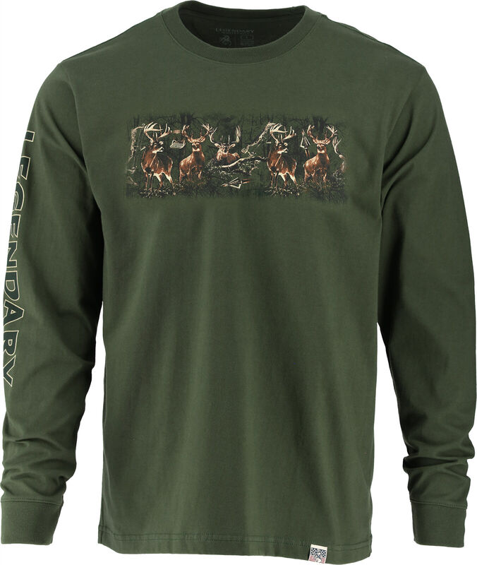 Men's Stag Lineup Long Sleeve T Shirt Made in the USA image number 0