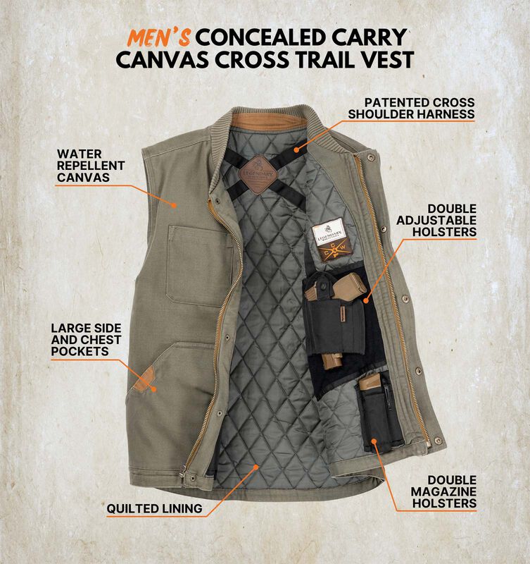 Men's Concealed Carry Canvas Cross Trail Vest image number 2