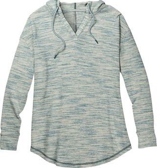Women's Space Dye Knit V-Neck Pullover Hoodie