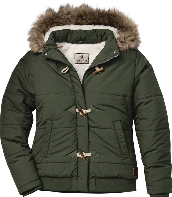 Women's Quilted Toggle Hooded Berber Lined Puffer Jacket image number 2