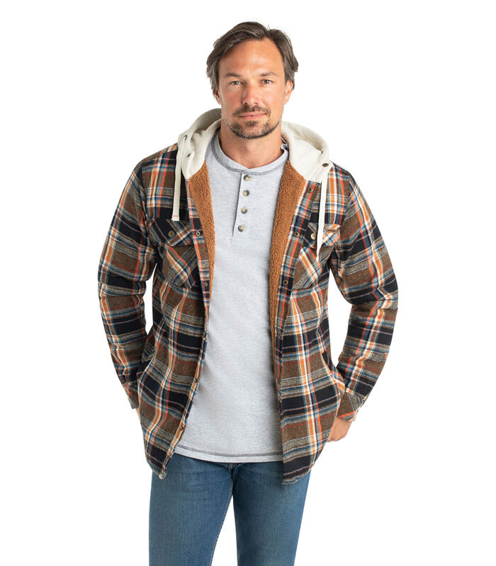 Men's Camp Night Berber Lined Hooded Flannel Shirt Jacket image number 3