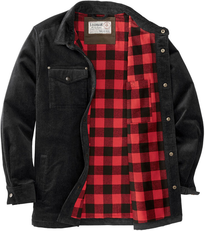 Men's Tough as Buck Flannel Lined Corduroy Shirt Jacket image number 2