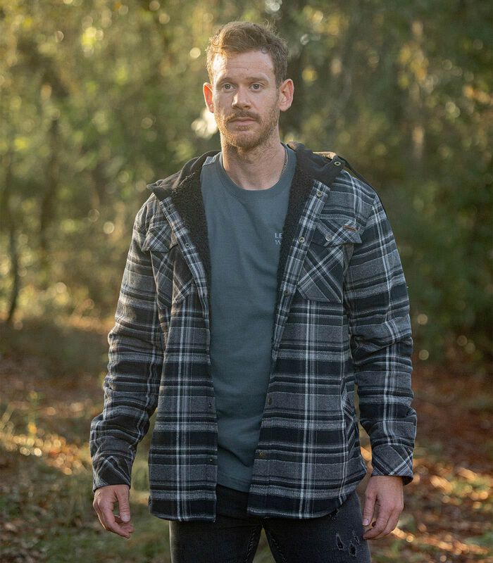 Men's Camp Night Berber Lined Hooded Flannel Shirt Jacket image number 2