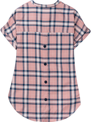 Women's Short Sleeve Popover Casual Plaid Shirt