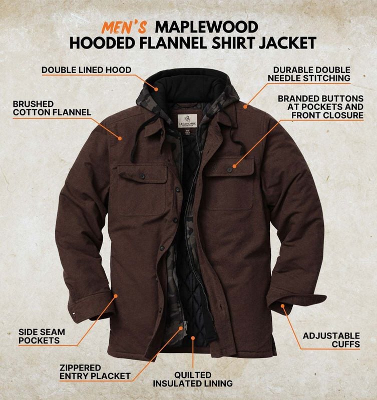 Men's Maplewood Hooded Flannel Shirt Jacket image number 2