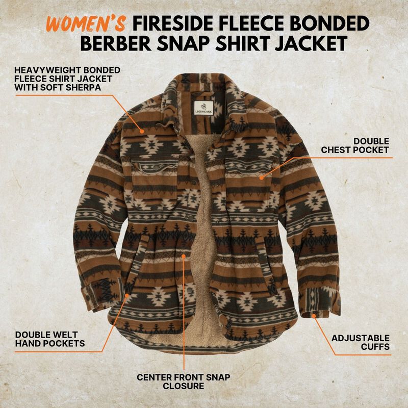 Women's Fireside Fleece Bonded Berber Snap Shirt Jacket image number 2