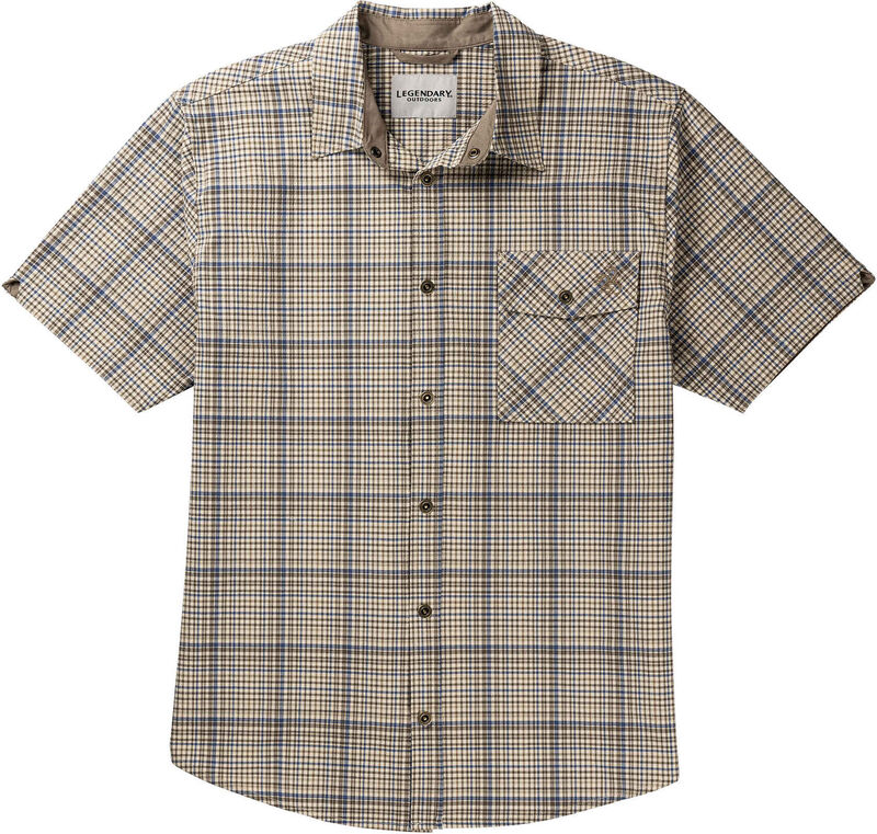 Men's Textured Stretch Woven Plaid Short Sleeve Shirt image number 0