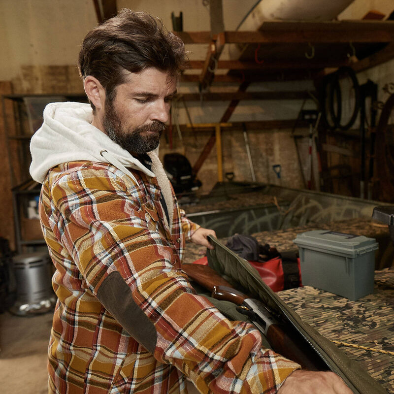 Men's Camp Night Berber Lined Hooded Flannel Shirt Jacket image number 2