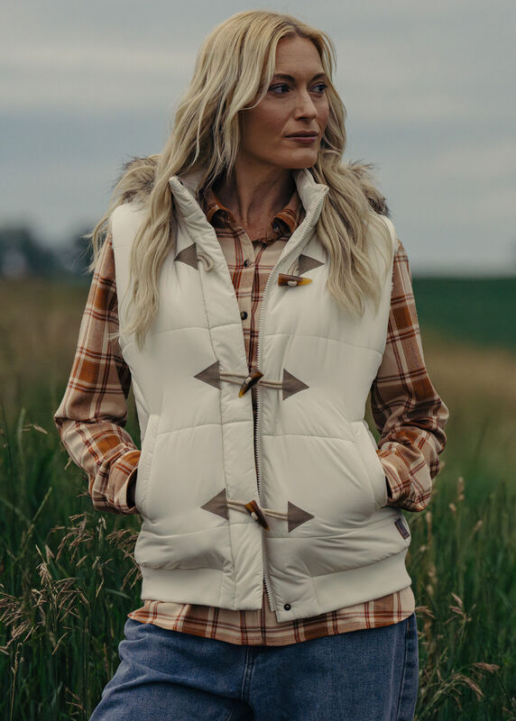 Women's Quilted Toggle Hooded Puffer Vest image number 4