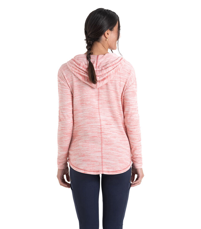 Women's Space Dye Knit V-Neck Pullover Hoodie image number 3