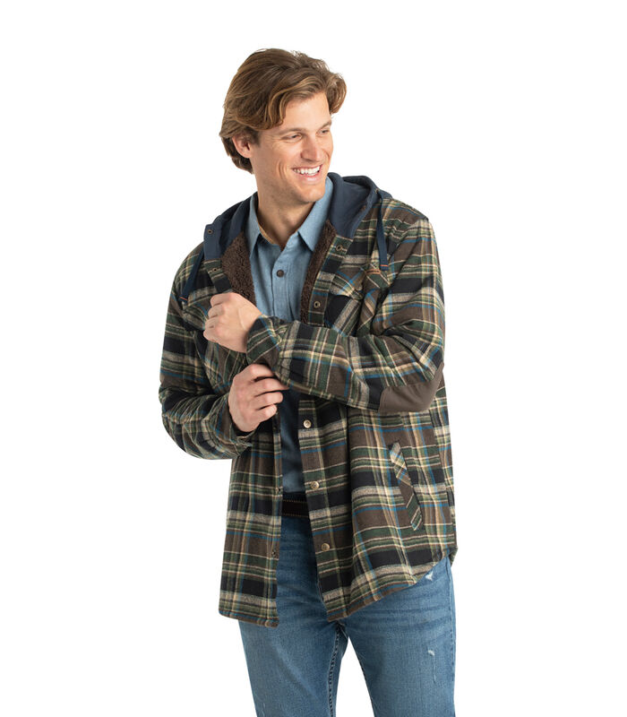 Men's Camp Night Berber Lined Hooded Flannel Shirt Jacket image number 3