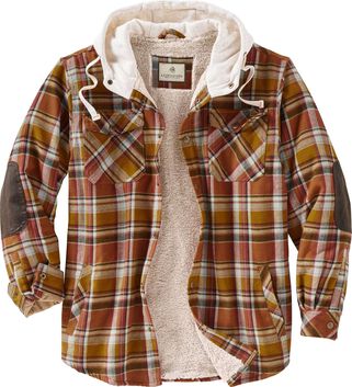 Men's Camp Night Berber Lined Hooded Flannel Shirt Jacket