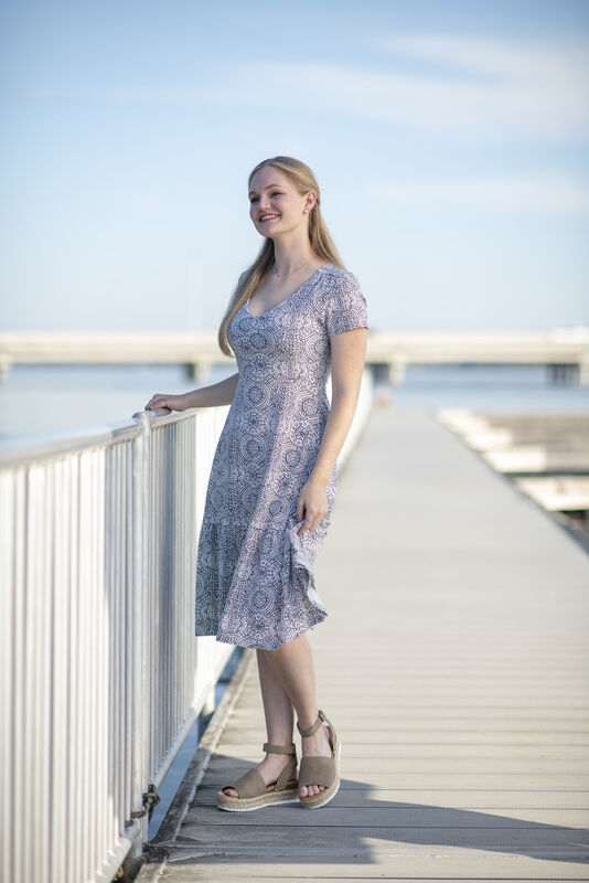 Women's Printed Knit Midi Short Sleeve Dress image number 3