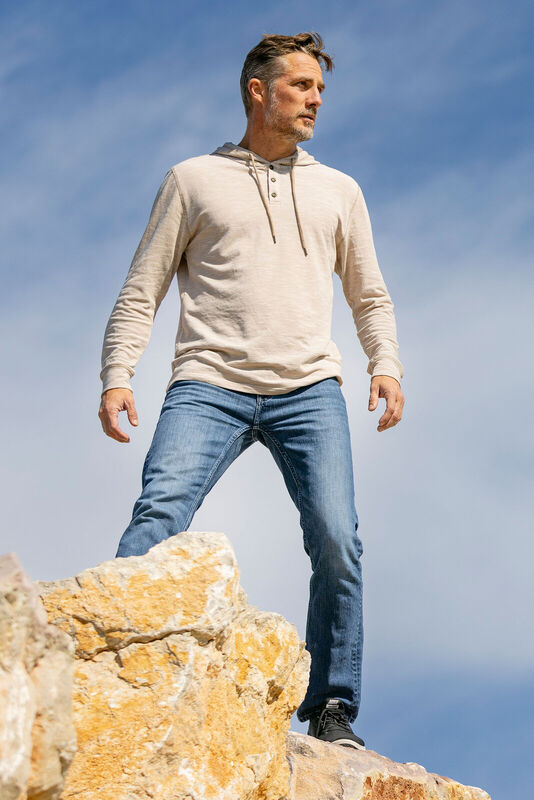 Men's Outdoors Hooded Pullover Performance Henley image number 2