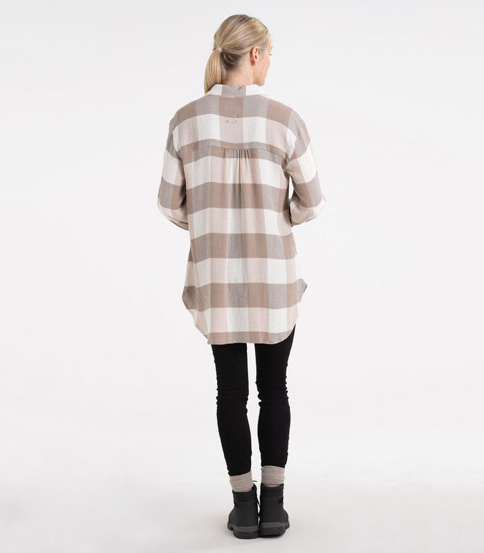 Women's Plaid Button Down Tunic Blouse image number 3