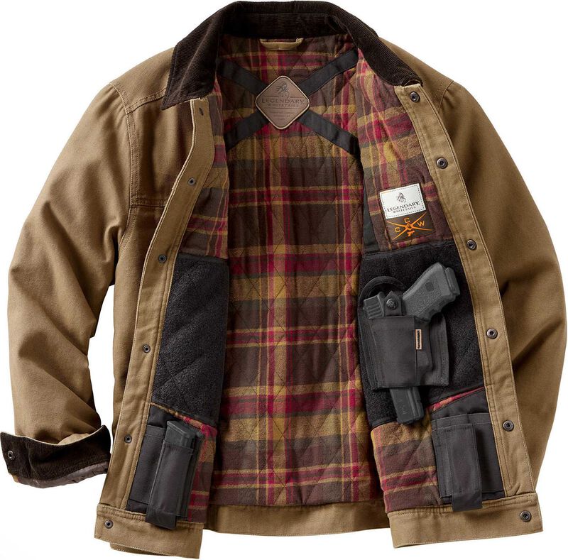 Men's Concealed Carry Hideout Flannel Lined Canvas Jacket image number 1