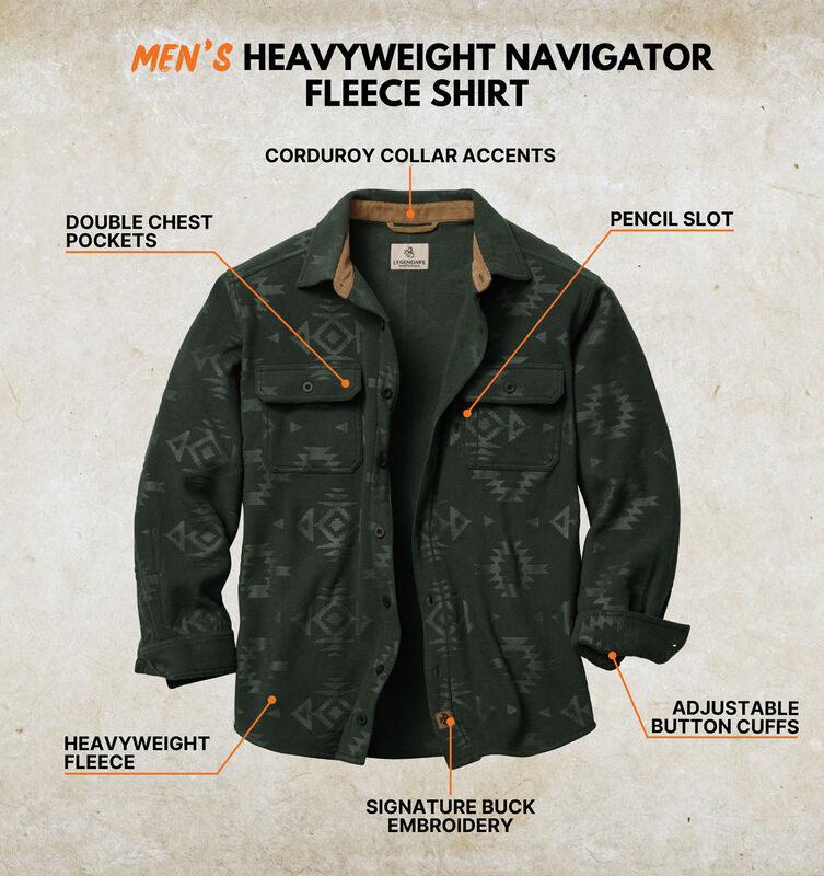 Men's Heavyweight Navigator Fleece Shirt image number 2
