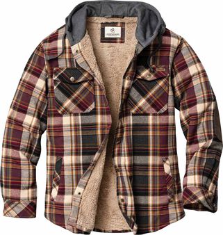 Men's Camp Night Berber Lined Hooded Flannel Shirt Jacket