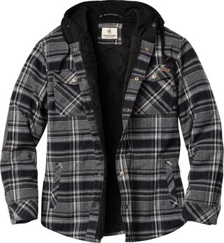 Men's Camp Night Berber Lined Hooded Flannel Shirt Jacket