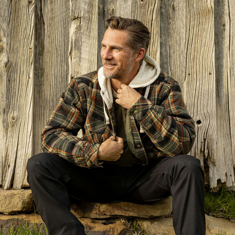 Men's Camp Night Berber Lined Hooded Flannel Shirt Jacket image number 2