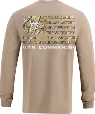 Men's Buck Commander Camo Filled Flag Long Sleeve Shirt