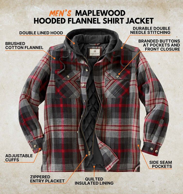 Men's Maplewood Hooded Flannel Shirt Jacket image number 2