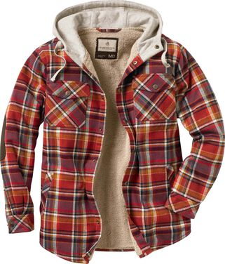 Men's Camp Night Berber Lined Hooded Flannel Shirt Jacket