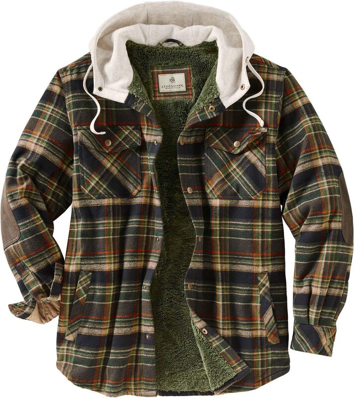 Men's Camp Night Berber Lined Hooded Flannel Shirt Jacket image number 0