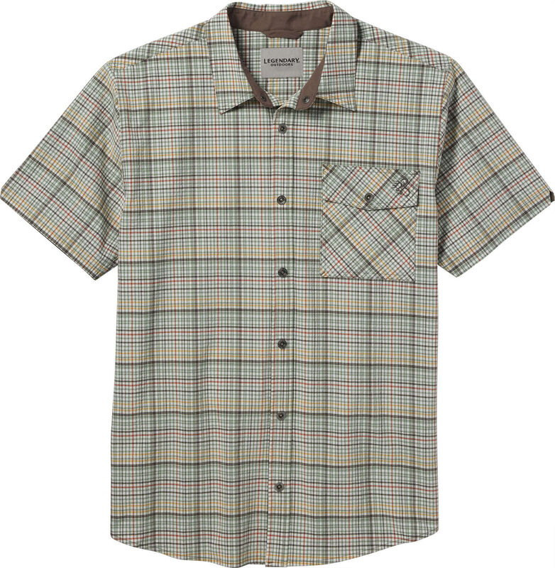 Men's Textured Stretch Woven Plaid Short Sleeve Shirt image number 0