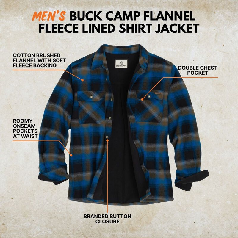 Men's Buck Camp Flannel Fleece Lined Shirt Jacket image number 2