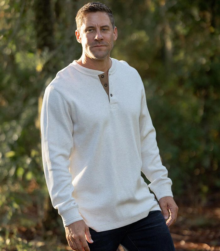 Men's Tough as Buck Double Layer Thermal Henley Shirt image number 2