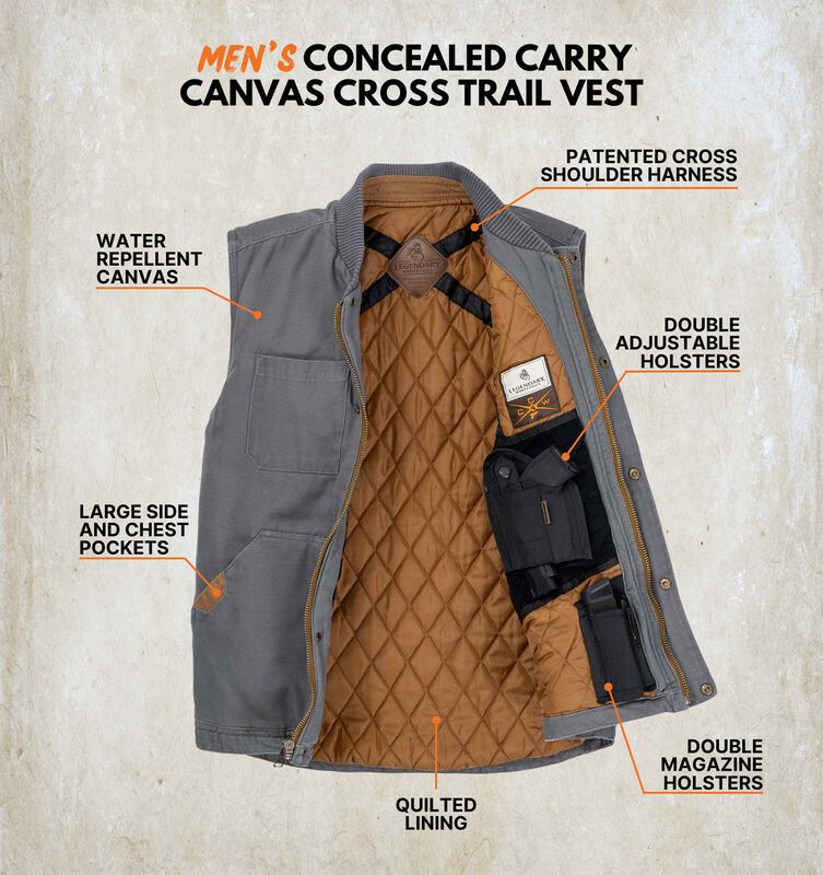 Men's Concealed Carry Canvas Cross Trail Vest image number 2