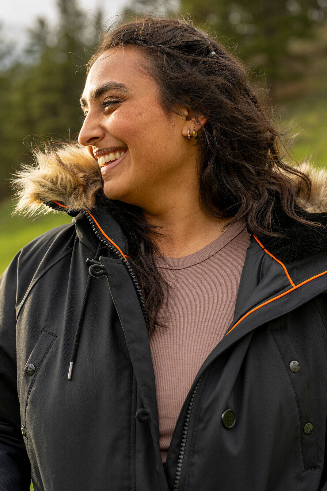 Fur trim parka womens store