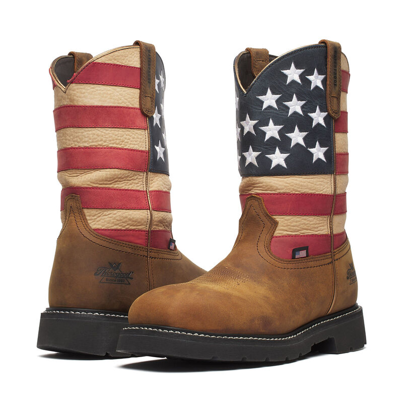 Thorogood Western Stars & Stripes Waterproof 11'' Crazy Horse Nano Safety Toe Work Boots For Men image number 2